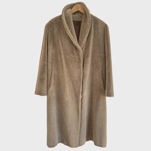 Made in France mocha chic faux fur duster coat